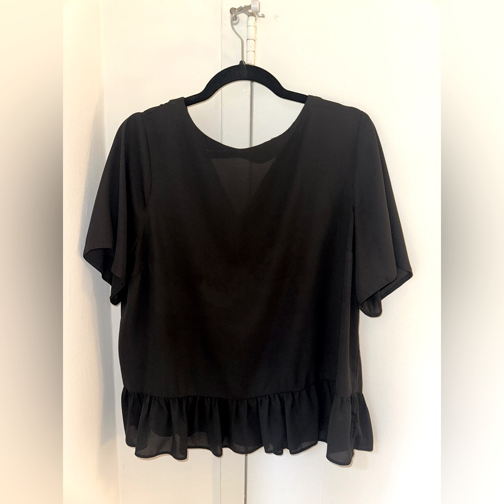 ASOS Black Ruffle Hem Top